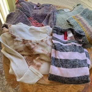 Bundle of 6 Cozy Striped and Tie-Dye Sweater Collection sizes s and m